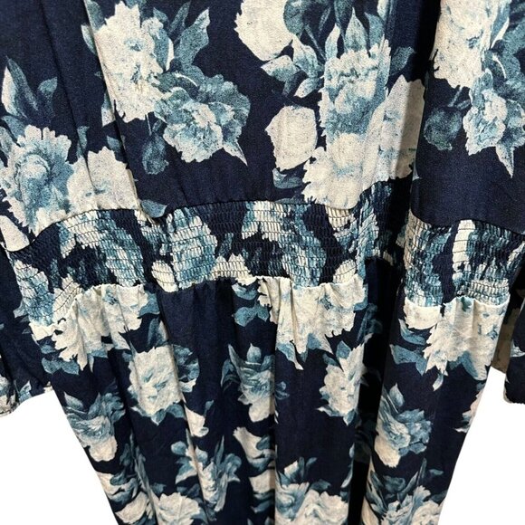 Lularoe Evelyn Womens Size 3XL Navy Blue Floral Smock Waist Maxi Dress ~ NWT - Picture 5 of 12